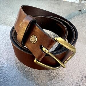 Levi's Brown Leather Belt 38/95 Brass Buckle Genuine Vintage Style Guatemala